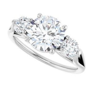Rings 14K White  8 mm Round Engagement Ring Mounting