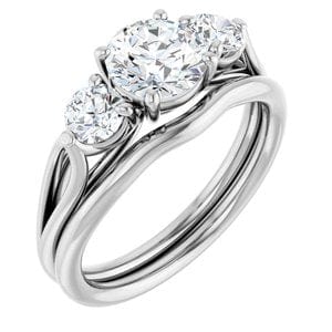 Rings 14K White  6.5 mm Round Engagement Ring Mounting