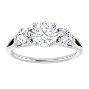 Rings 14K White  6.5 mm Round Engagement Ring Mounting