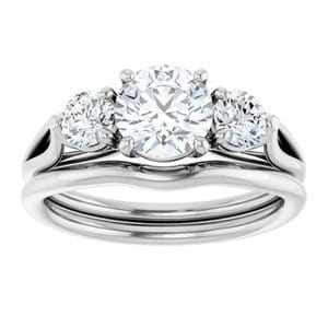 Rings 14K White  6.5 mm Round Engagement Ring Mounting
