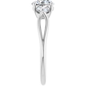 Rings 14K White  6.5 mm Round Engagement Ring Mounting