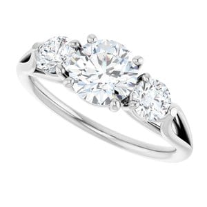 Rings 14K White  6.5 mm Round Engagement Ring Mounting