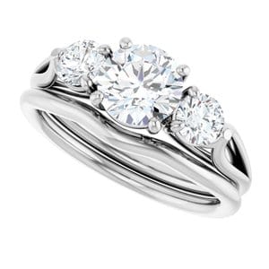 Rings 14K White  6.5 mm Round Engagement Ring Mounting