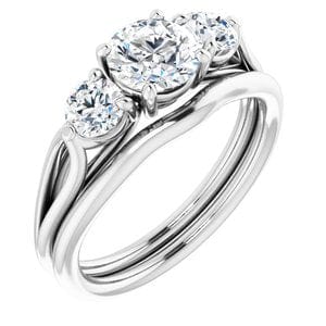 Rings 14K White  6 mm Round Engagement Ring Mounting