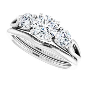 Rings 14K White  6 mm Round Engagement Ring Mounting