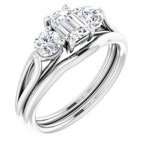 Rings 14K White  6x4 mm Emerald Engagement Ring Mounting