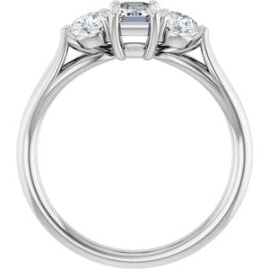 Rings 14K White  6x4 mm Emerald Engagement Ring Mounting