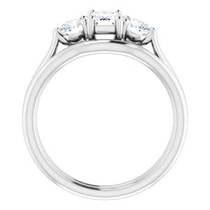 Rings 14K White  6x4 mm Emerald Engagement Ring Mounting