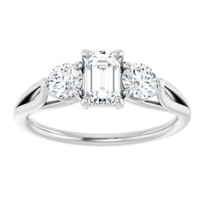 Rings 14K White  6x4 mm Emerald Engagement Ring Mounting
