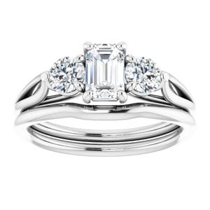 Rings 14K White  6x4 mm Emerald Engagement Ring Mounting