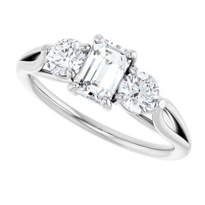 Rings 14K White  6x4 mm Emerald Engagement Ring Mounting
