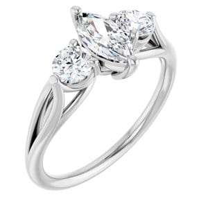 Rings 14K White  8x4 mm Marquise Engagement Ring Mounting