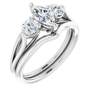 Rings 14K White  8x4 mm Marquise Engagement Ring Mounting