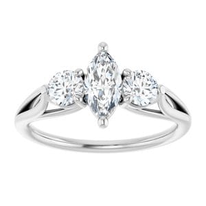 Rings 14K White  8x4 mm Marquise Engagement Ring Mounting