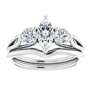 Rings 14K White  8x4 mm Marquise Engagement Ring Mounting