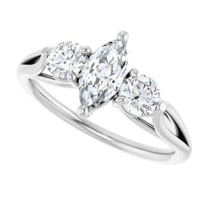 Rings 14K White  8x4 mm Marquise Engagement Ring Mounting