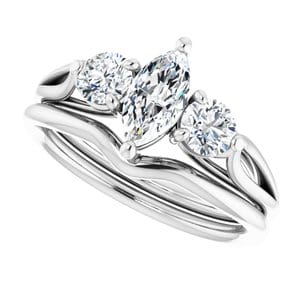 Rings 14K White  8x4 mm Marquise Engagement Ring Mounting