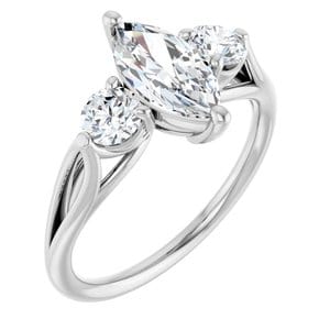 Rings 14K White  10x5 mm Marquise Engagement Ring Mounting