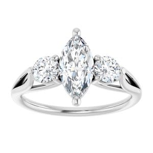 Rings 14K White  10x5 mm Marquise Engagement Ring Mounting