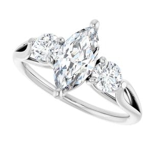 Rings 14K White  10x5 mm Marquise Engagement Ring Mounting