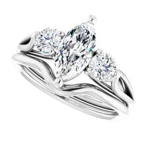 Rings 14K White  10x5 mm Marquise Engagement Ring Mounting