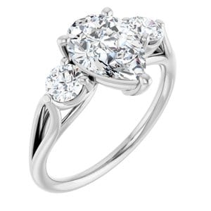 Rings 14K White  10x7 mm Pear Engagement Ring Mounting