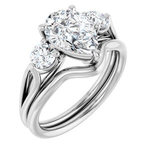 Rings 14K White  10x7 mm Pear Engagement Ring Mounting