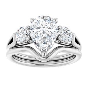 Rings 14K White  10x7 mm Pear Engagement Ring Mounting