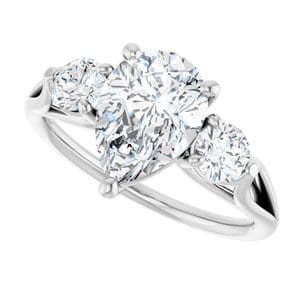 Rings 14K White  10x7 mm Pear Engagement Ring Mounting