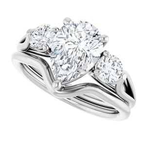 Rings 14K White  10x7 mm Pear Engagement Ring Mounting