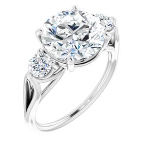 Rings 14K White  10 mm Round Engagement Ring Mounting
