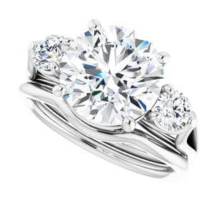 Rings 14K White  10 mm Round Engagement Ring Mounting
