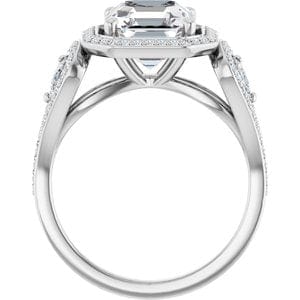 Rings 14K White  8 mm Asscher Engagement Ring Mounting
