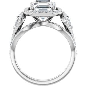 Rings 14K White  8 mm Asscher Engagement Ring Mounting