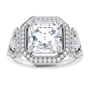 Rings 14K White  8 mm Asscher Engagement Ring Mounting