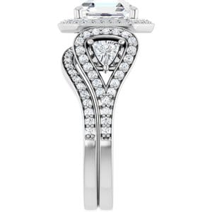 Rings 14K White  8 mm Asscher Engagement Ring Mounting