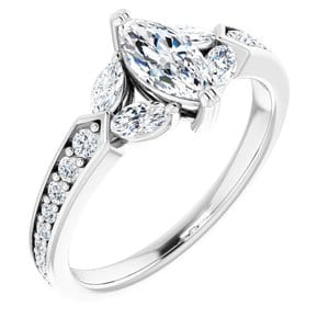 Rings 14K White  8x4 mm Marquise Engagement Ring Mounting