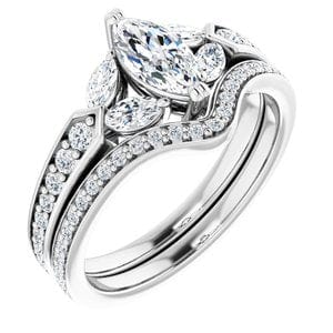 Rings 14K White  8x4 mm Marquise Engagement Ring Mounting