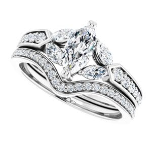 Rings 14K White  8x4 mm Marquise Engagement Ring Mounting