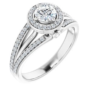 Rings 14K White  4.8 mm Round Engagement Ring Mounting