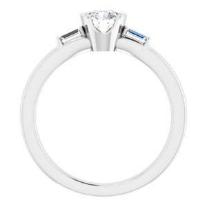 Rings 14K White 4.8 mm Round Half Bezel Engagement Ring Mounting
