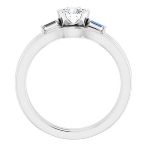 Rings 14K White 4.8 mm Round Half Bezel Engagement Ring Mounting