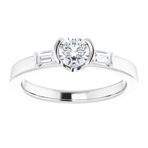 Rings 14K White 4.8 mm Round Half Bezel Engagement Ring Mounting