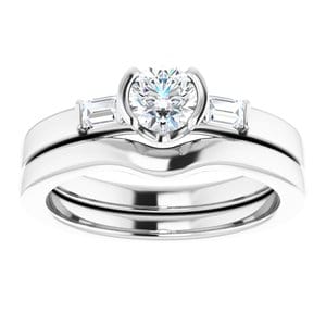 Rings 14K White 4.8 mm Round Half Bezel Engagement Ring Mounting