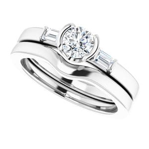 Rings 14K White 4.8 mm Round Half Bezel Engagement Ring Mounting