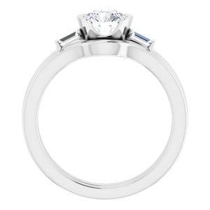 Rings 14K White 5.8 mm Round Half Bezel Engagement Ring Mounting