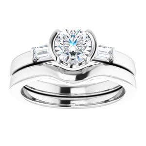 Rings 14K White 5.8 mm Round Half Bezel Engagement Ring Mounting