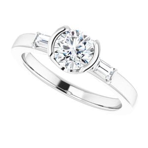Rings 14K White 5.8 mm Round Half Bezel Engagement Ring Mounting