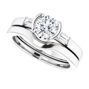 Rings 14K White 5.8 mm Round Half Bezel Engagement Ring Mounting