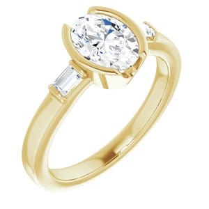 Rings 14K Yellow 8 x 6 mm Oval Half Bezel Engagement Ring Mounting